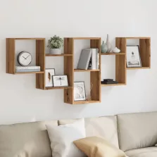   vidaXL kézműves tölgy színű szerelt fa fali polc 159 x 18 x 66 cm