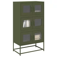 vidaXL Highboard olívazöld 68x39x123 cm Acél