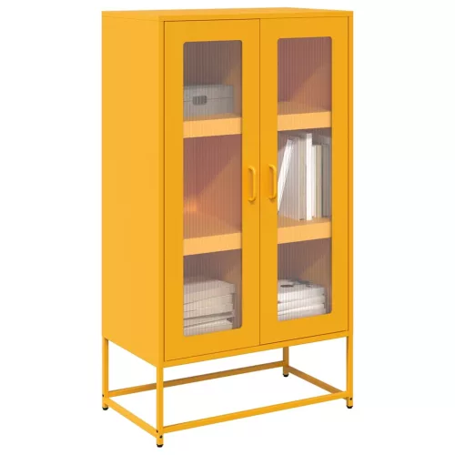 vidaXL Highboard Mustársárga 68x39x123 cm Acél