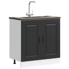   vidaXL Mosogató aljzat szekrény Kalmar fekete 80x46x81,5 cm műanyag fa