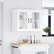   vidaXL Konyhai fali szekrény üvegajtóval Kalmar fehér színű műfa