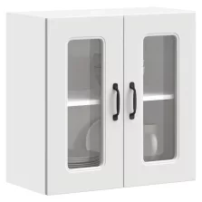   vidaXL Konyhai fali szekrény üvegajtóval Kalmar fehér színű műfa