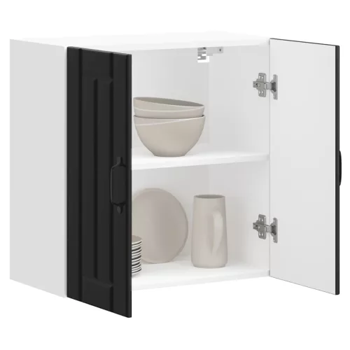 vidaXL Konyhai fali szekrény Lucca fekete szerelt fa