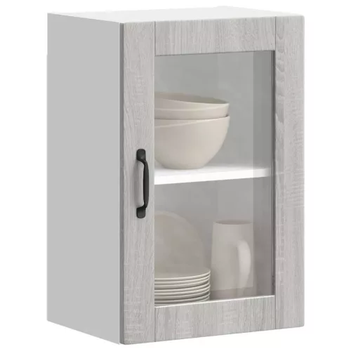 vidaXL Konyhai fali szekrény üvegajtóval "Porto" Szürke Sonoma