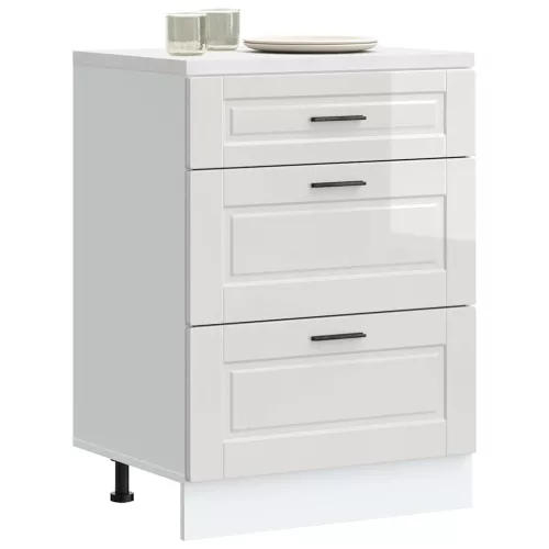 vidaXL konyhai alsószekrény "Porto" magasfényű fehér, rétegelt fa