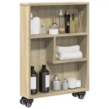   vidaXL sonoma tölgy színű szerelt fa keskeny tárolókocsi 48x13x68 cm