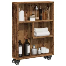   vidaXL antik fa színű szerelt fa keskeny tárolókocsi 48 x 13 x 68 cm