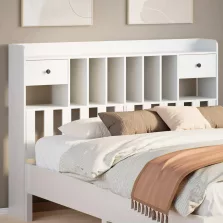 vidaXL fehér tömör fenyőfa fejtámla tárolóval 160 cm