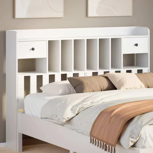 vidaXL fehér tömör fenyőfa fejtámla tárolóval 140 cm