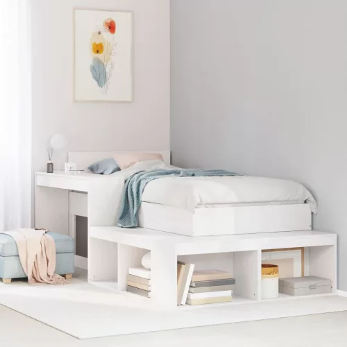 vidaXL fehér tömör fenyőfa éjjeliszekrény íróasztallal 232x122x75 cm