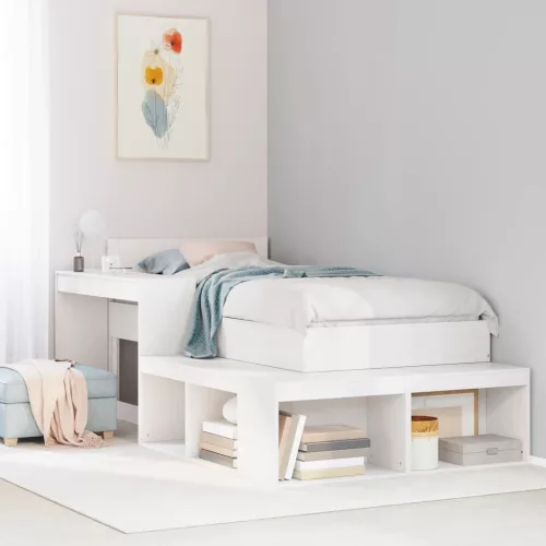 vidaXL fehér tömör fenyőfa éjjeliszekrény íróasztallal 232x112x75 cm