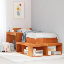   vidaXL viaszbarna tömör fenyőfa éjjeliszekrény asztallal 232x112x75 cm