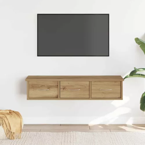 vidaXL kézműves tölgy színű szerelt fa faliszekrény 88x26x18,5 cm