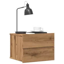   vidaXL 2 db kézműves tölgy fali szerelhető éjjeliszekrény 40x32x30 cm