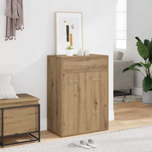 vidaXL kézműves tölgy színű szerelt fa cipősszekrény 60 x 35 x 84 cm