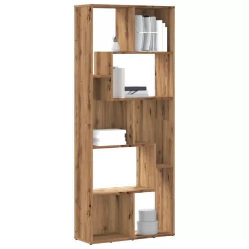 vidaXL kézműves tölgy színű szerelt fa könyvespolc 67 x 24 x 161 cm
