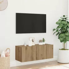   vidaXL kézműves tölgy színű szerelt fa fali TV-szekrény 80x30x30 cm