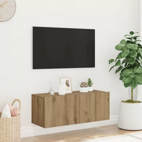 vidaXL kézműves tölgy színű szerelt fa fali TV-szekrény 80x30x30 cm