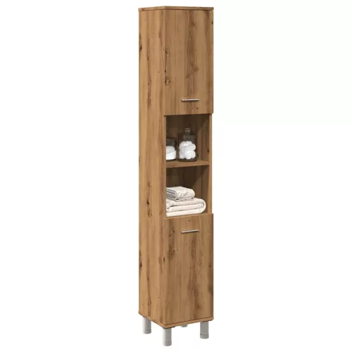 vidaXL kézműves tölgy színű szerelt fa fürdőszobaszekrény 30x30x179 cm