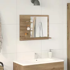   vidaXL kézműves tölgy színű tükrös fürdőszobaszekrény 60x10,5x45 cm