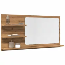   vidaXL kézműves tölgy szerelt fa tükrös fürdőszobaszekrény 90x11x45 cm
