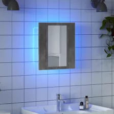   vidaXL betonszürke szerelt fa tükrös szekrény LED-del 40 x 12 x 45 cm