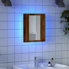   vidaXL antik fa színű szerelt fa tükrös szekrény LED-del 40x12x45 cm