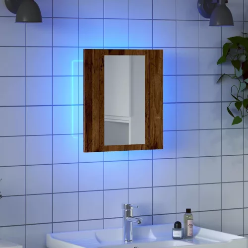 vidaXL antik fa színű szerelt fa tükrös szekrény LED-del 40x12x45 cm