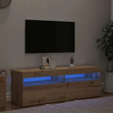   vidaXL kézműves tölgy szerelt fa TV-szekrény LED-ekkel 120x35x40 cm