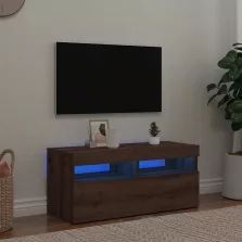   vidaXL kézműves tölgy szerelt fa TV-szekrény LED-ekkel 90x35x40 cm