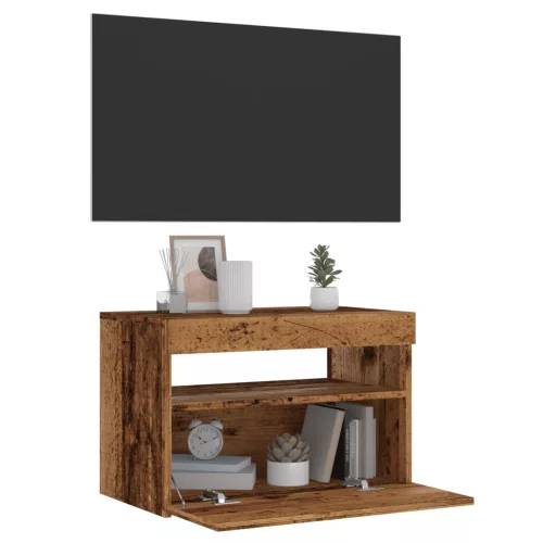 vidaXL antik fa színű szerelt fa TV-szekrény LED-ekkel 60x35x40 cm