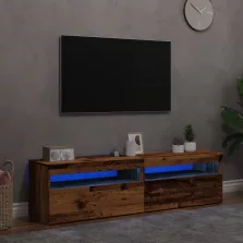   vidaXL 2 db antik fa színű szerelt fa TV-szekrény LED-lámpákkal