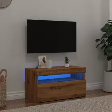   vidaXL kézműves tölgy szerelt fa TV-szekrény LED-ekkel 75x35x40 cm