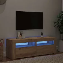   vidaXL kézműves tölgy szerelt fa TV-szekrény LED-ekkel 120x35x40 cm