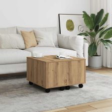   vidaXL kézműves tölgy színű szerelt fa dohányzóasztal 60 x 60 x 38 cm