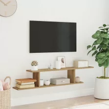   vidaXL kézműves tölgy színű szerelt fa fali TV-polc 125 x 18 x 23 cm