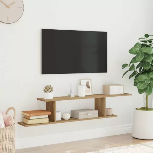 vidaXL kézműves tölgy színű szerelt fa fali TV-polc 125 x 18 x 23 cm