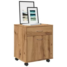   vidaXL kézműves tölgy színű szerelt fa kerekes szekrény 45 x 38 x 54cm