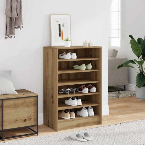 vidaXL kézműves tölgy színű szerelt fa cipősszekrény 60 x 35 x 92 cm