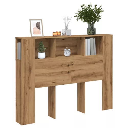 vidaXL kézműves tölgyfa fejtámla szekrény 140 x 18,5 x 102,5 cm redőzött fa