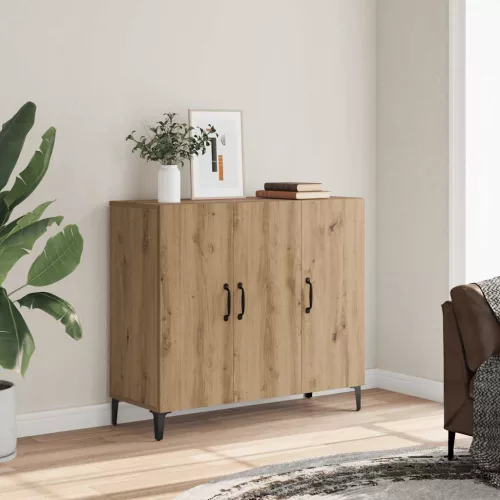 vidaXL kézműves tölgy színű szerelt fa tálalószekrény 90 x 34 x 80 cm