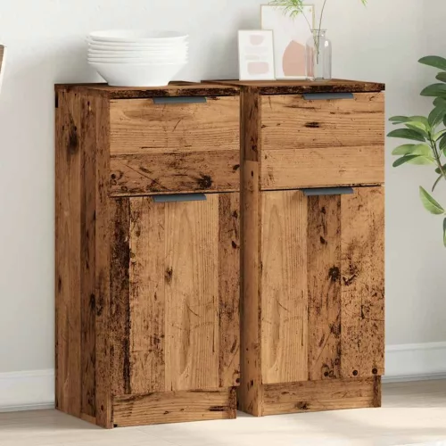 vidaXL 2 db antik fa színű szerelt fa tálalószekrény 30 x 30 x 70 cm