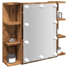   vidaXL antik fa tükrös szekrény LED-ekkel 70 x 16,5 x 60 cm