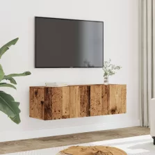   vidaXL 2 db antik fa színű falra szerelhető TV-szekrény 100x30x30 cm
