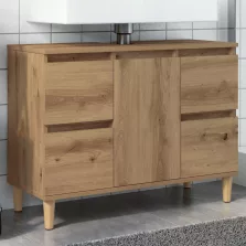   vidaXL kézműves tölgy színű szerelt fa mosdószekrény 80 x 33 x 60 cm