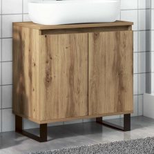   vidaXL kézműves tölgy színű szerelt fa fürdőszobaszekrény 58x33x60 cm