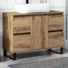   vidaXL kézműves tölgy színű szerelt fa mosdószekrény 80 x 33 x 60 cm