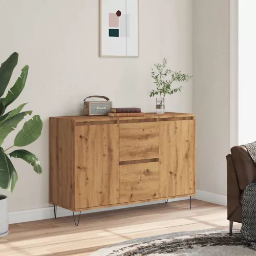 vidaXL kézműves tölgy színű szerelt fa tálalószekrény 101,5 x 35 x 70 cm