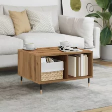   vidaXL kézműves tölgy színű szerelt fa dohányzóasztal 60x50x36,5 cm