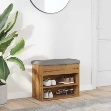   vidaXL kézműves tölgy szerelt fa cipőtároló pad 62x32x50 cm